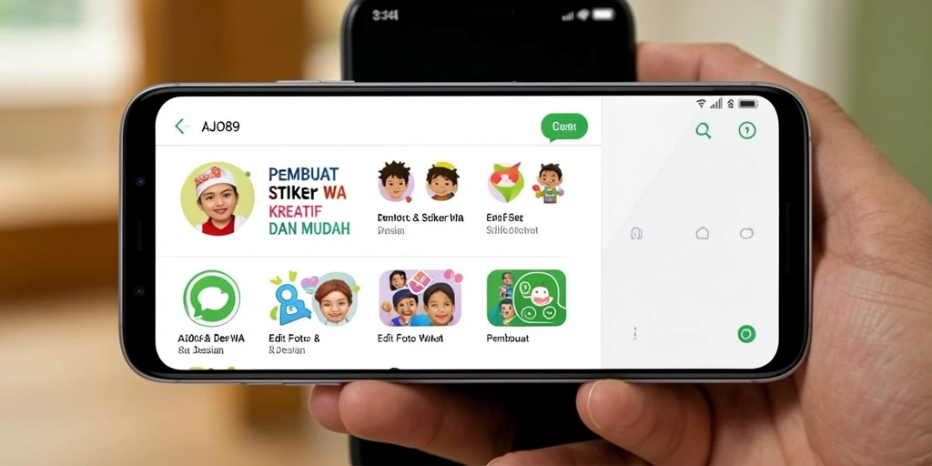 Tampilan antarmuka AJO89 saat membuat stiker dengan berbagai fitur menarik.