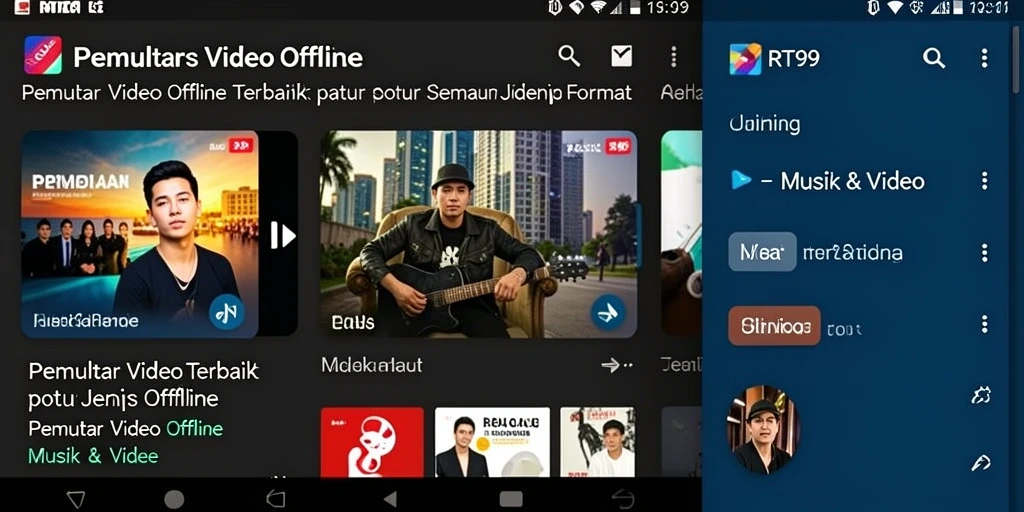 Tampilan antarmuka RT99 saat memutar video dengan berbagai opsi pemutaran.