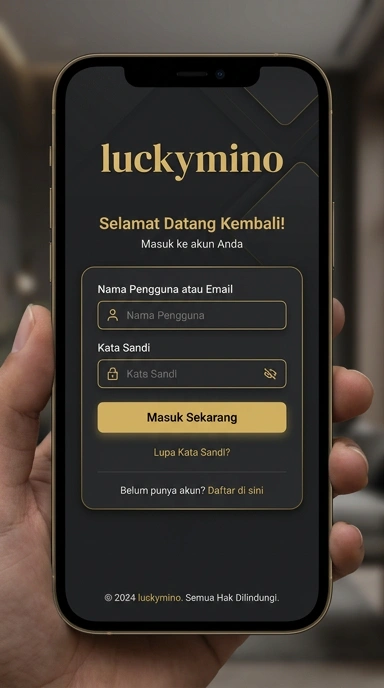 Tampilan halaman login luckymino